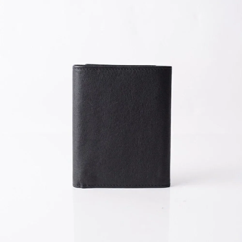 Robert Bruce Mens Black Trifold Leather Wallet Credit Card Holder New